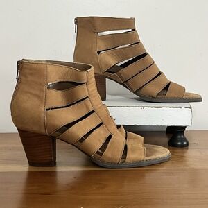 Vionic Women's US 8.5 Harlow Brown Nubuck Caged Gladiator Back Zip Sandals